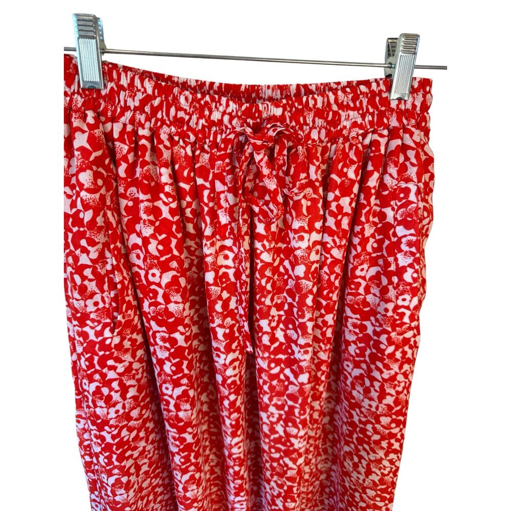 GANNI Floral Printed Crepe Midi Skirt Tomato Red Sz EU 32 / US 2 Made in India - Picture 6 of 9